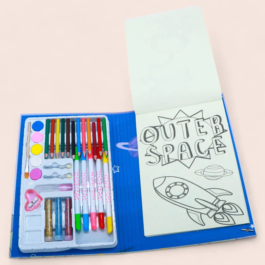 Cosmic Creativity Space Art Kit Folder - Colouring Book, Paints & More!