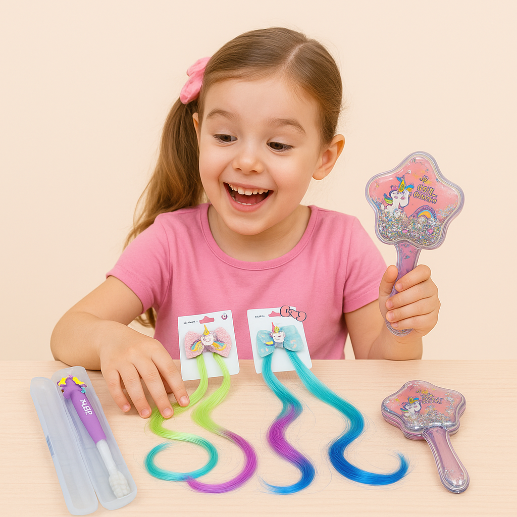 Daily Essentials Combo ( Unicorn Hair Brush + Unicorn Toothbrush + Unicorn Hair Clips)