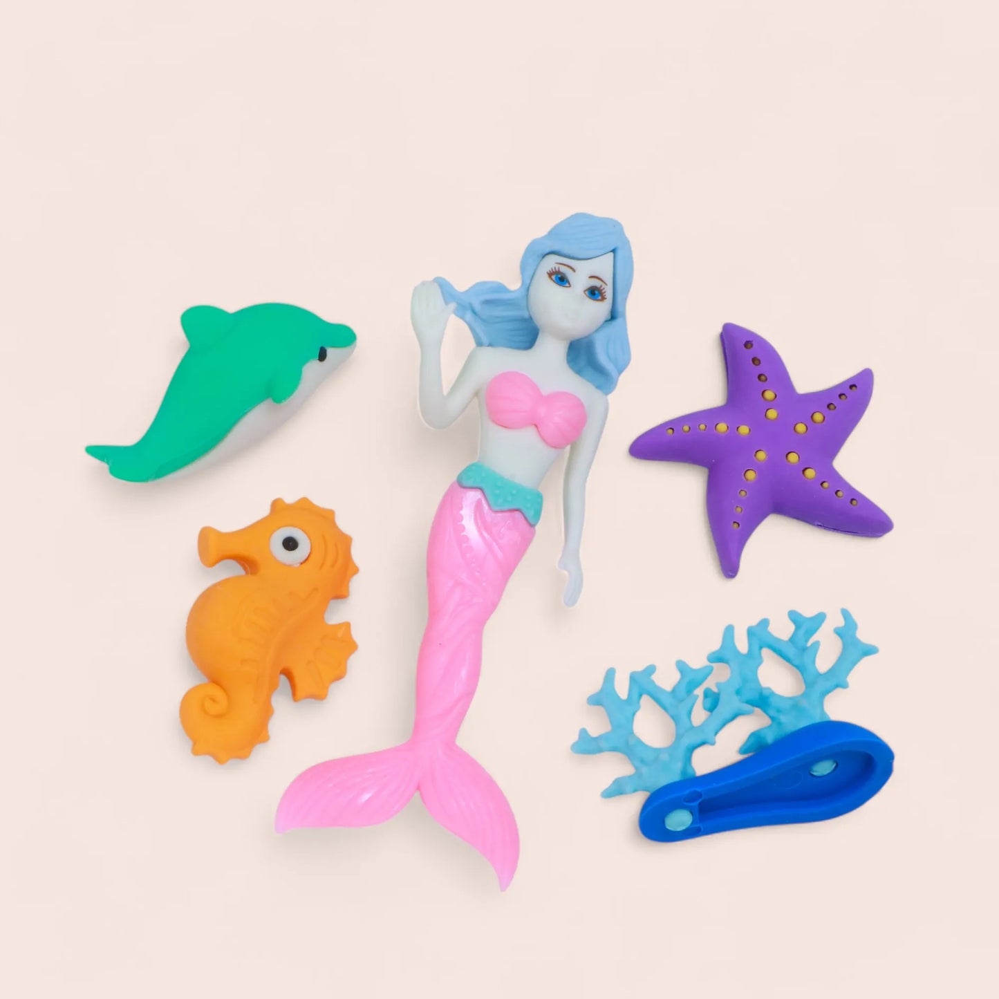 Mermaid Eraser Set (4-5 Pieces) - Underwater Magical Fun