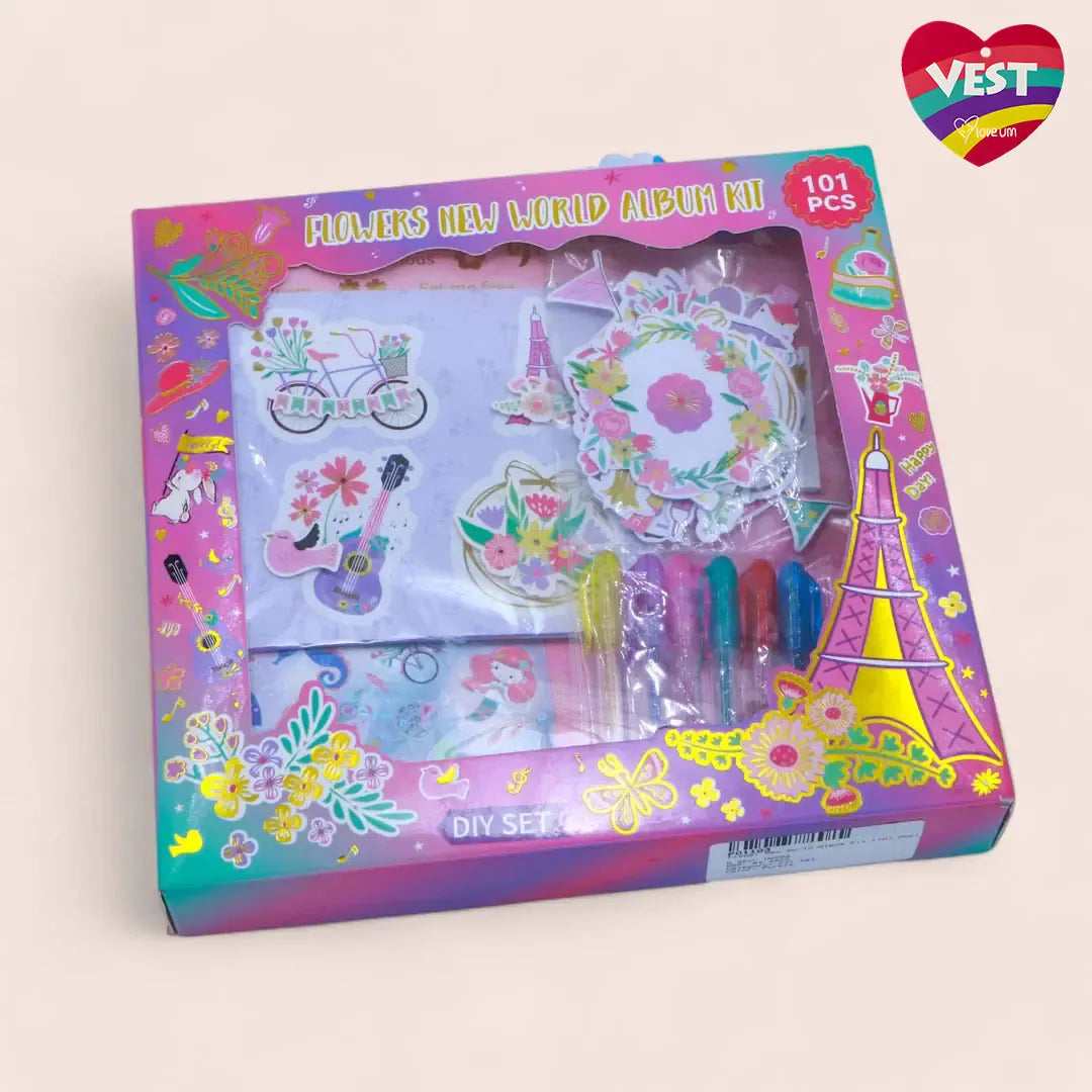 Vest Flower New World Album Kit (101 Pcs - DIY Scrapbooking Kit