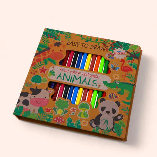 Easy to Draw - Draw Colour and Paste Animals with Stickers