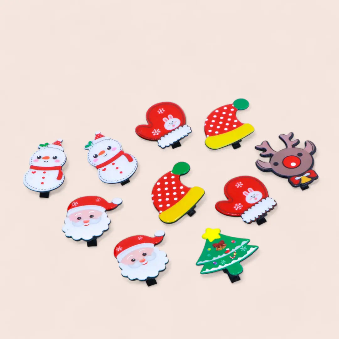 Christmas Themed Hair Clips - Festive Holiday Hair Accessories for Girls