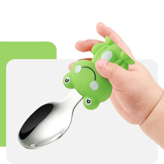 Froggy Feast: Steel Spoon & Fork Set with Case