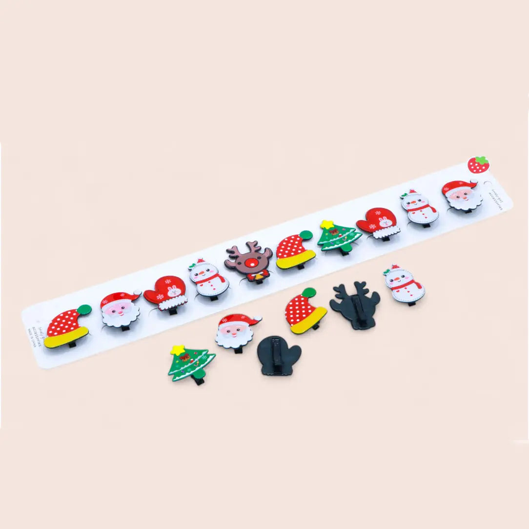 Christmas Themed Hair Clips - Festive Holiday Hair Accessories for Girls