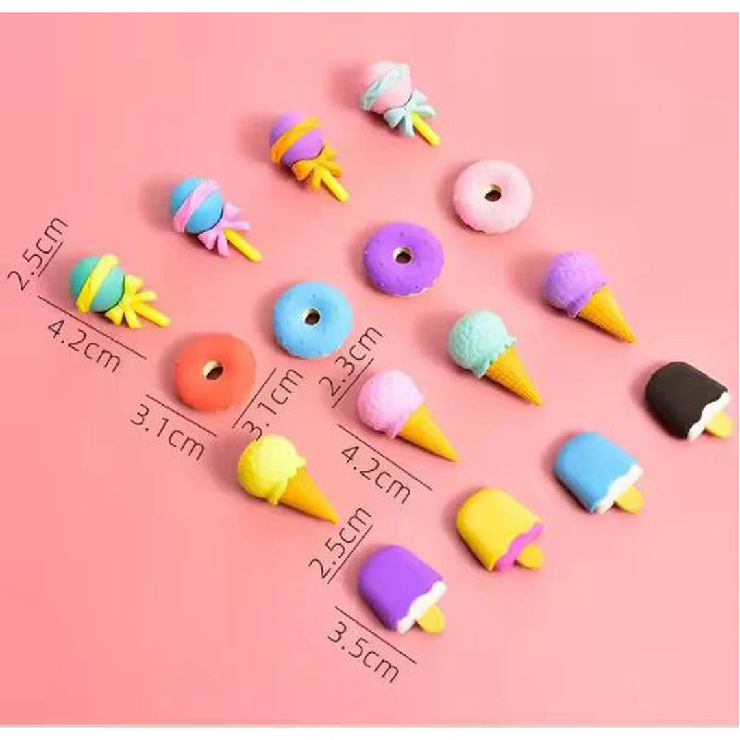 Desert Style Eraser Set ( Popsicle / Donuts/ Lollipop/ Softy)