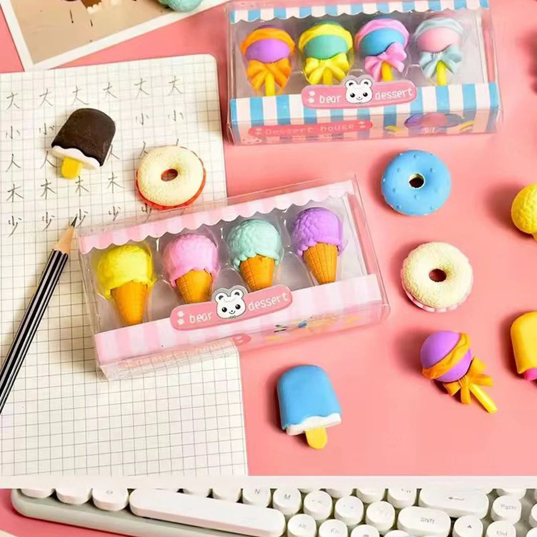 Desert Style Eraser Set ( Popsicle / Donuts/ Lollipop/ Softy)