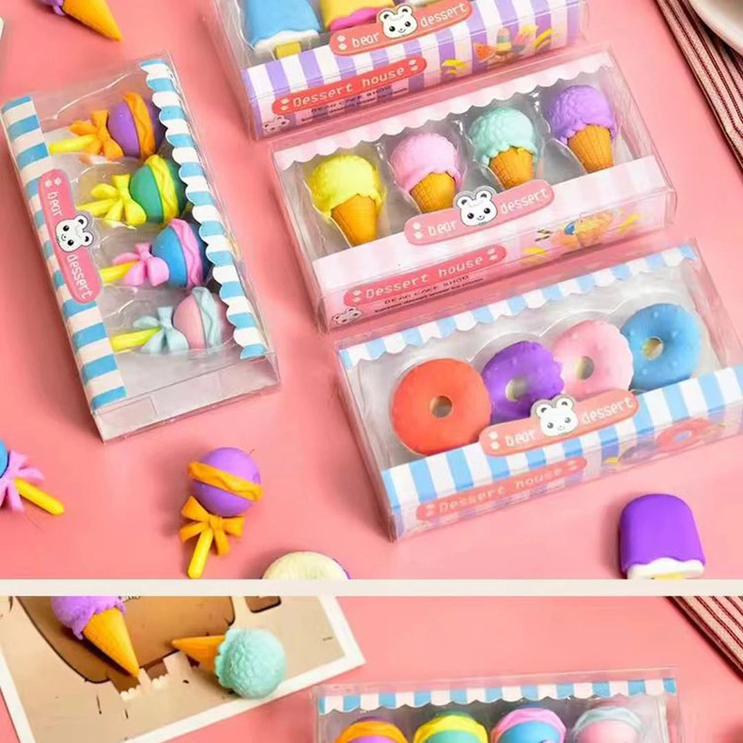Desert Style Eraser Set ( Popsicle / Donuts/ Lollipop/ Softy)