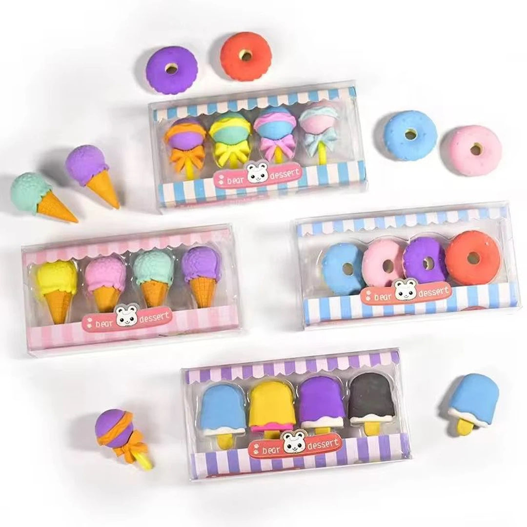 Desert Style Eraser Set ( Popsicle / Donuts/ Lollipop/ Softy)